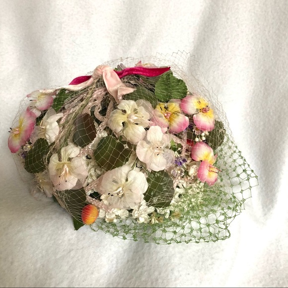 Vintage 1960’s Floral and Berry Veiled Hat main image 6